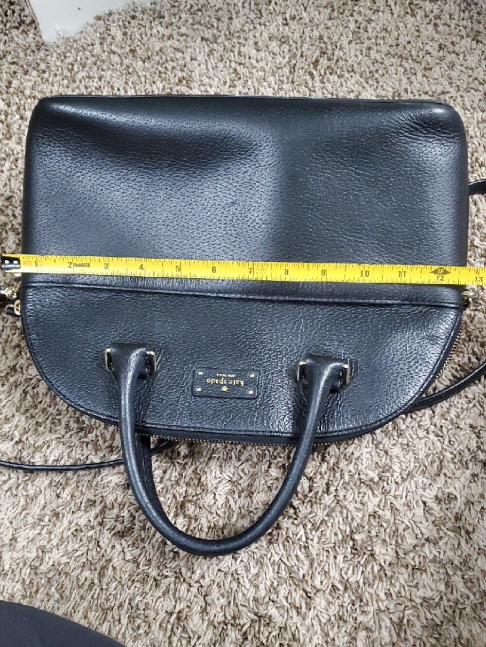 kate spade black leather satchel with gold-tone logo - Picture 13 of 16